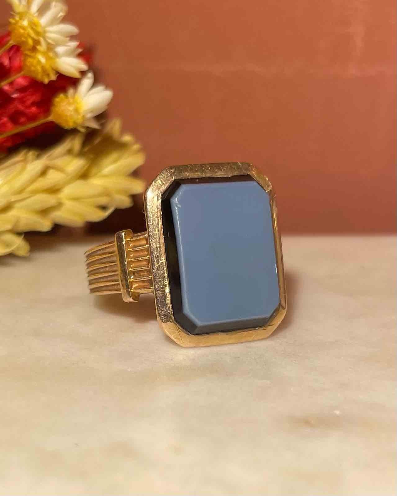 Bague Chevalière Agate Niccolo Onyx "Archibald" - Elliade Paris