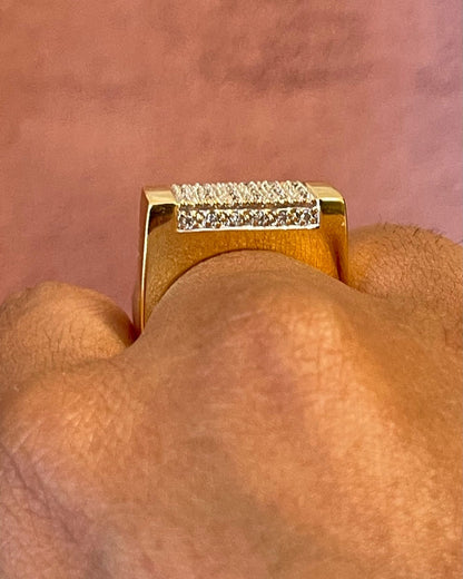 Bague Chevalière Diamants &amp; Or 18 carats 9.91g "Bélinde" - Elliade Paris