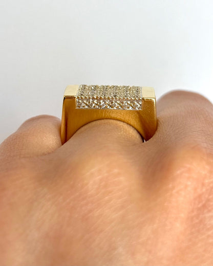 Bague Chevalière Diamants &amp; Or 9.91g "Bélinde" - Elliade Paris