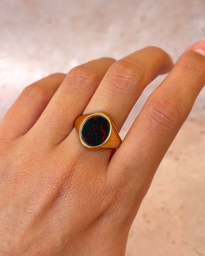 Bague Chevalière Jaspe Sanguin "Esma" - Elliade Paris