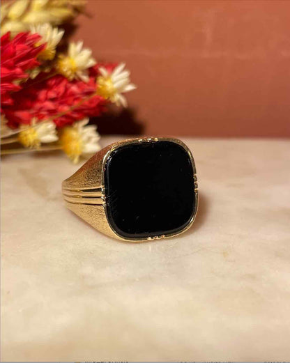 Bague chevalière Onyx &quot;Spencer&quot; - Elliade Paris