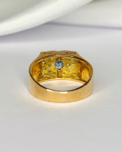 Bague Chevalière Saphir &amp; Diamants "Alexia" - Elliade Paris