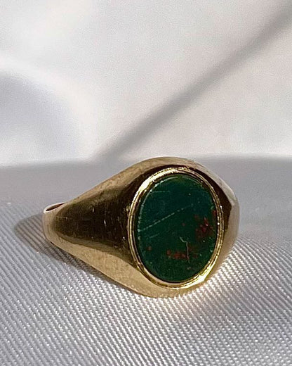 Bague chevalière vintage Jaspe Sanguin &quot;Romy&quot; - Elliade Paris