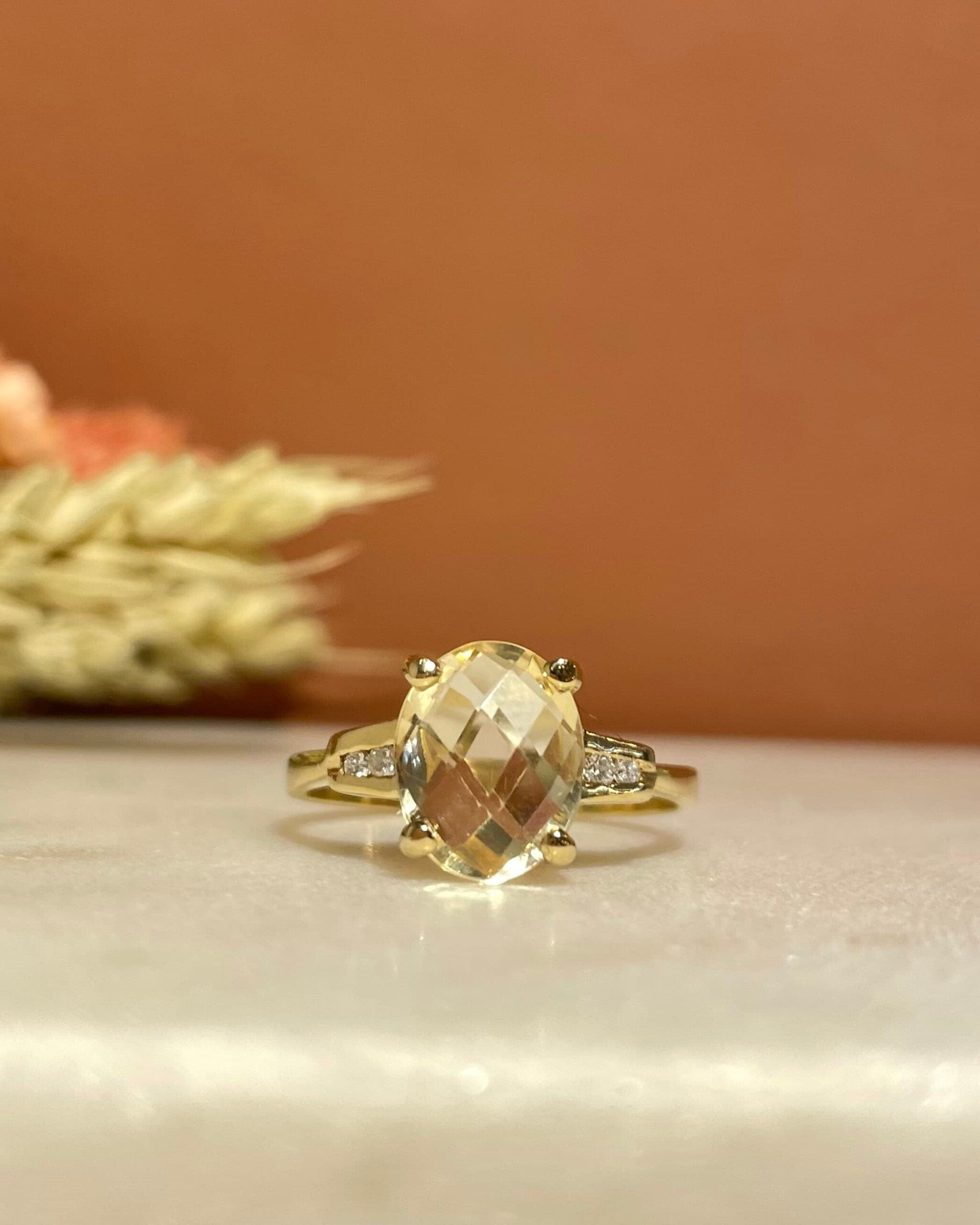"Livya" 2.15 Carat Citrine and Diamond Trilogy Ring