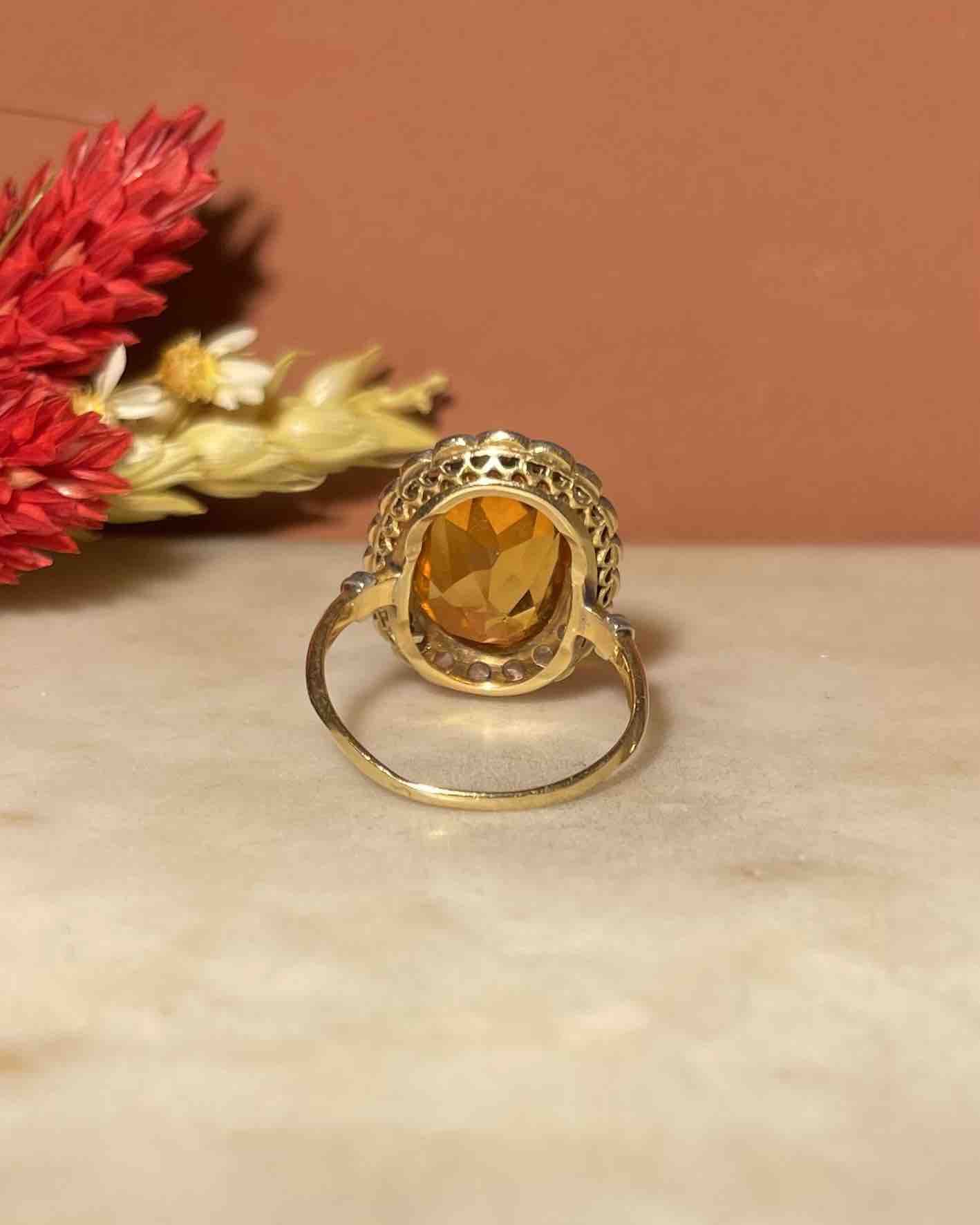 Bague Art déco Marguerite Citrine 7.50 carats &amp; diamants &quot;Harper&quot;