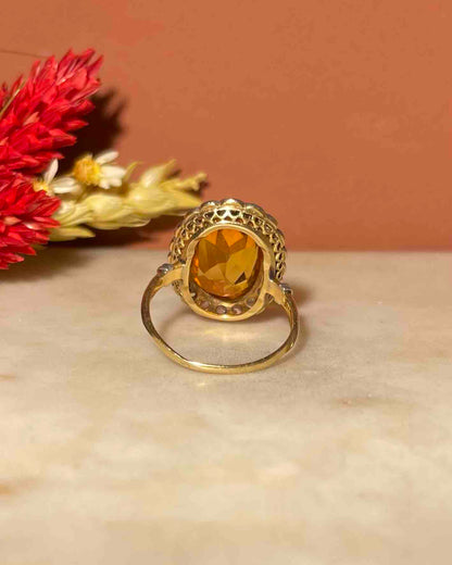 Bague Art déco Marguerite Citrine 7.50 carats &amp; diamants &quot;Harper&quot;