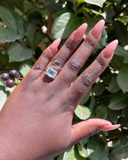 Bague Cocktail Aigue - Marine 2.10 carats &quot;Aglaé&quot; - Elliade Paris