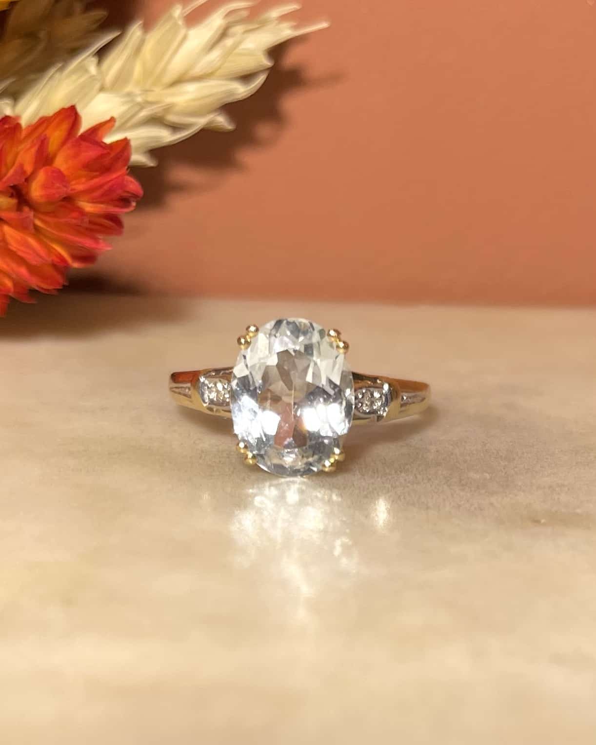 Bague Cocktail Aigue - Marine 2.20 Carats &amp; Diamants "Arabelle" - Elliade Paris