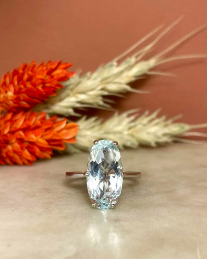 Bague Cocktail Aigue - Marine 3.50 carats &quot;Ayah&quot; - Elliade Paris