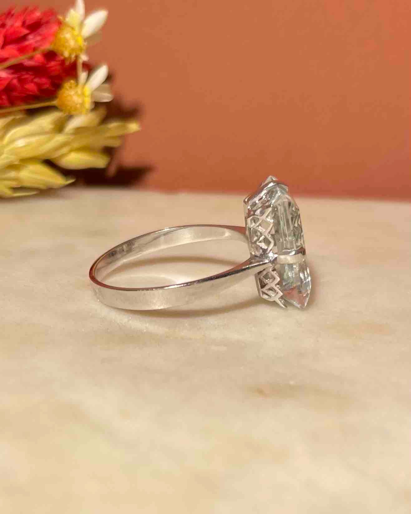 Bague Cocktail Aigue - Marine 3.50 carats "Christina" - Elliade Paris