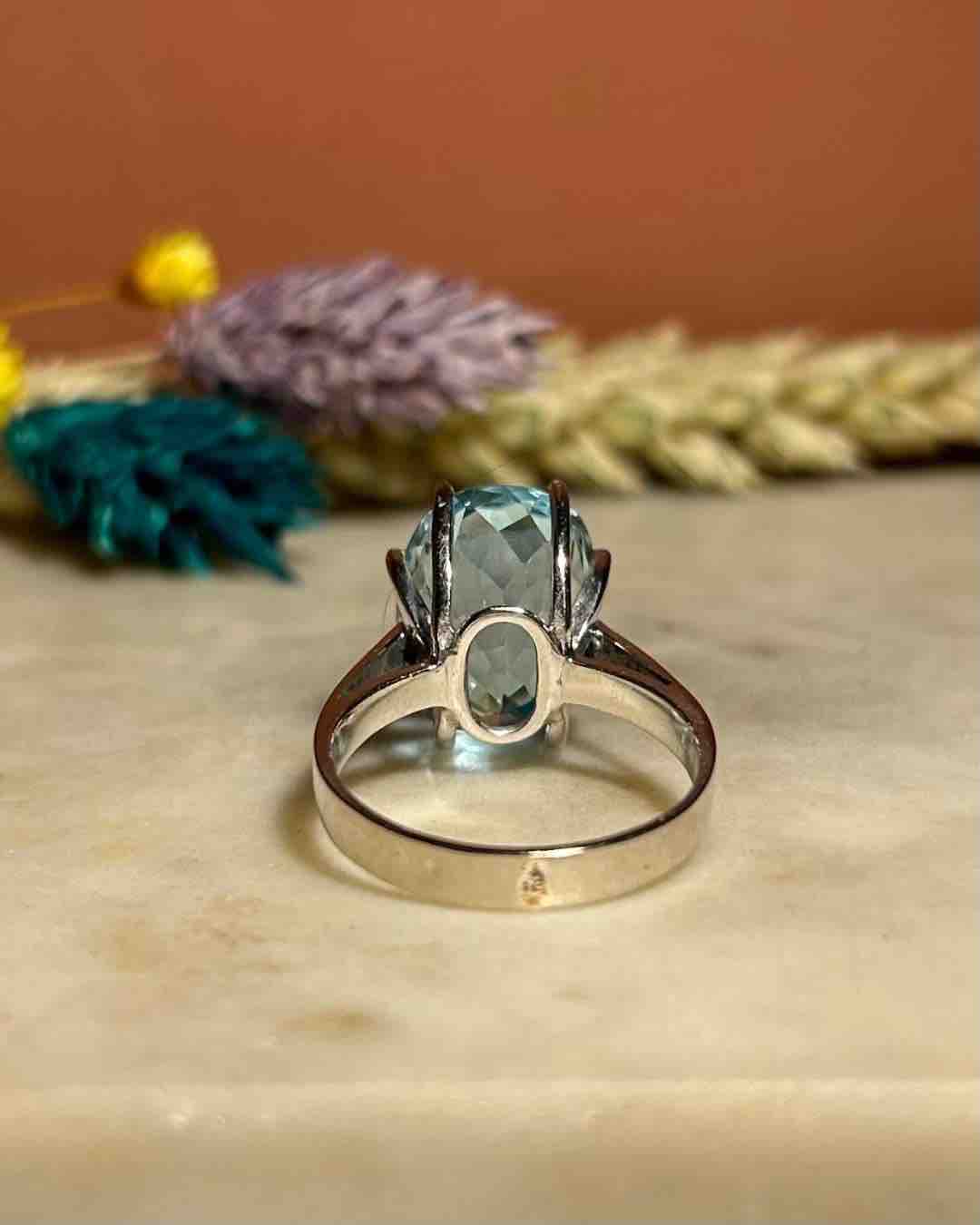 Bague Cocktail Aigue - Marine 8 carats &quot;Serene&quot; - Elliade Paris