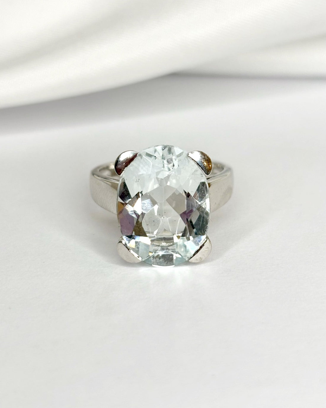 Bague Cocktail Aigue - Marine 8.70 carats &amp; Or Gris 6.74g "Marinette" - Elliade Paris
