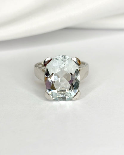 Bague Cocktail Aigue - Marine 8.70 carats &amp; Or Gris 6.74g "Marinette" - Elliade Paris