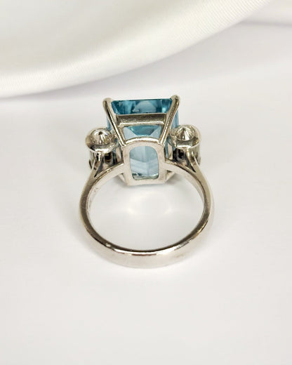 Bague Cocktail Aigue-Marine 9.70 carats &amp; Diamants 0.60 carat "Melissa" - Elliade Paris