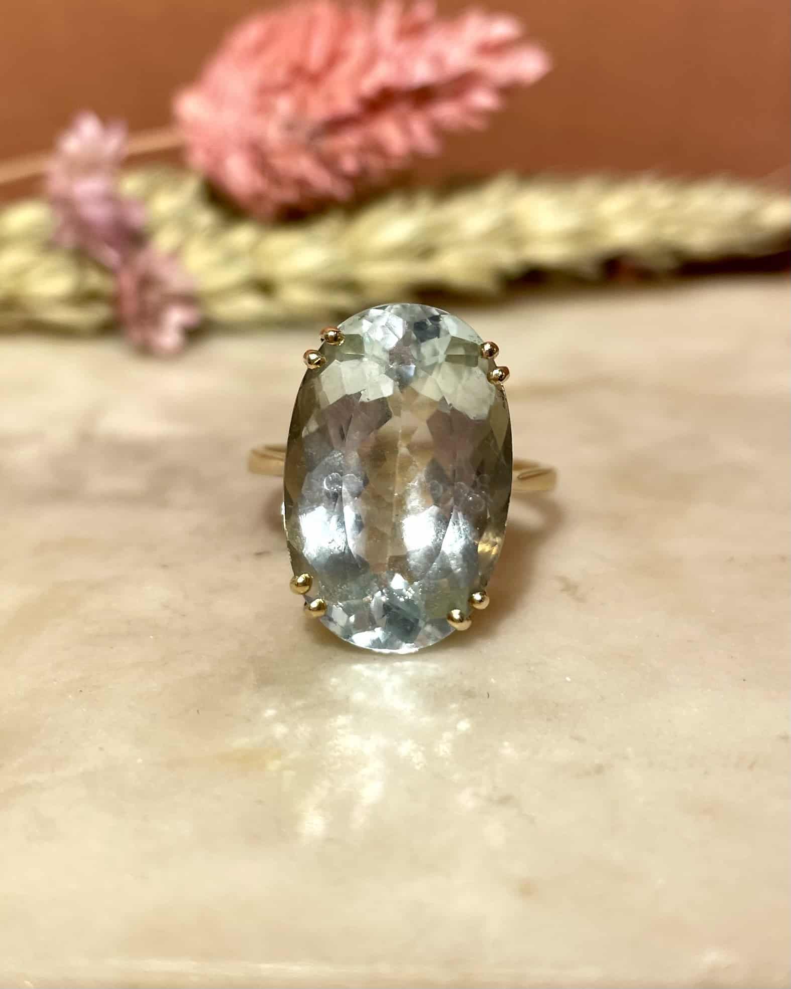Bague Cocktail Aigue - Marine 9.80 carats &quot;Méliana&quot; - Elliade Paris