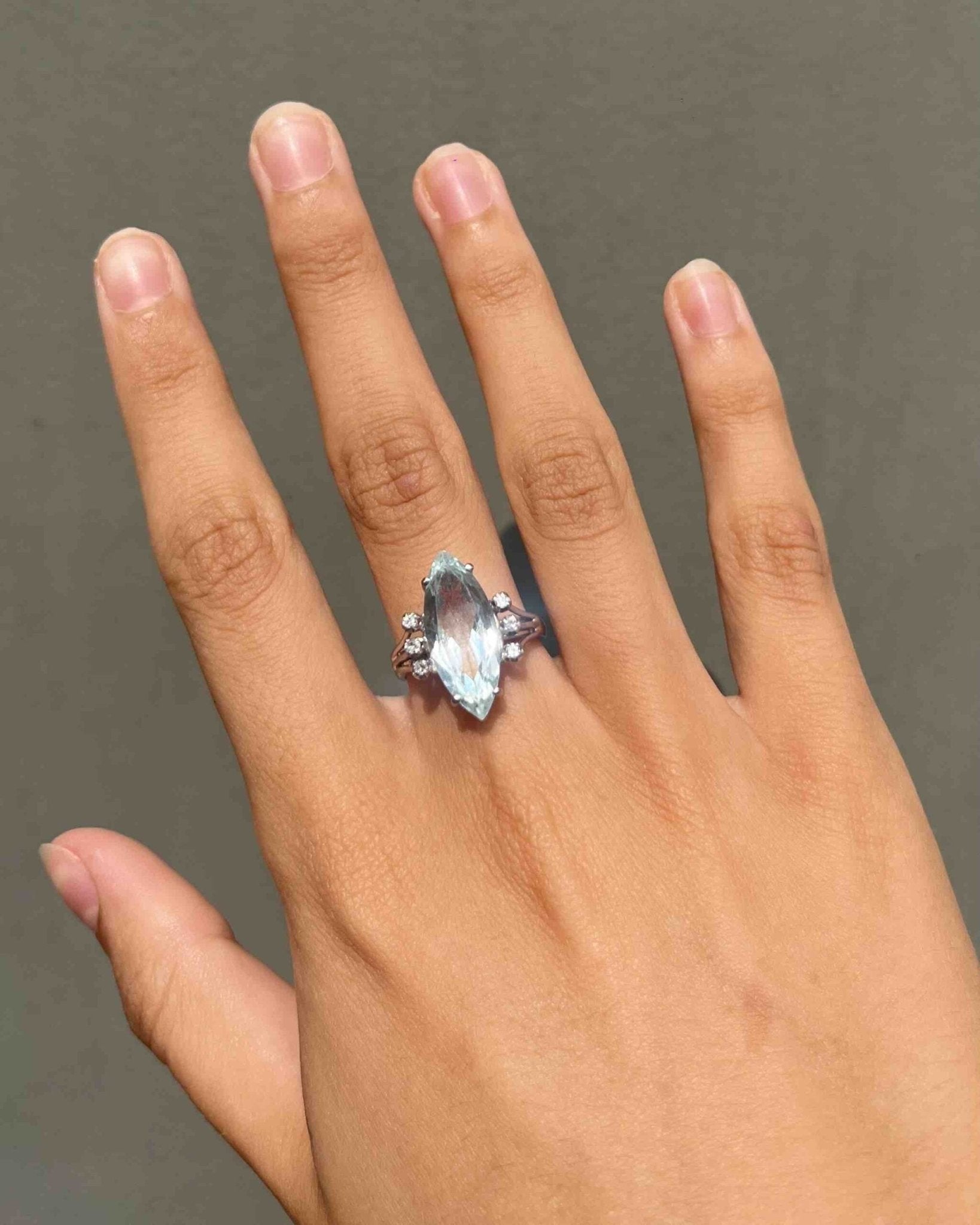 Bague Cocktail Aigue - marine &amp; diamants "Chelsea" - Elliade Paris