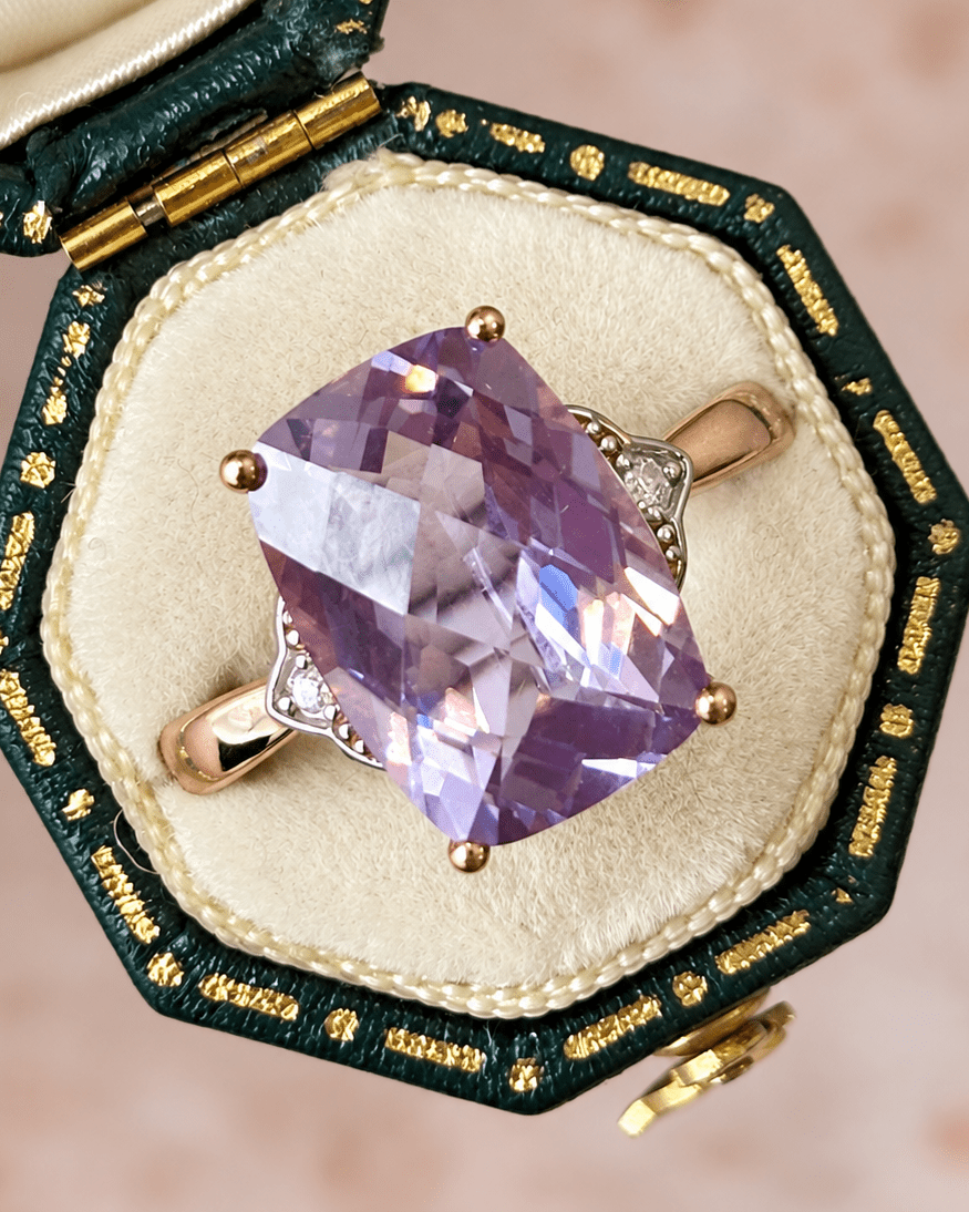 Bague Cocktail Améthyste 5.52 carats &amp; Diamants "Virginie" - Elliade Paris