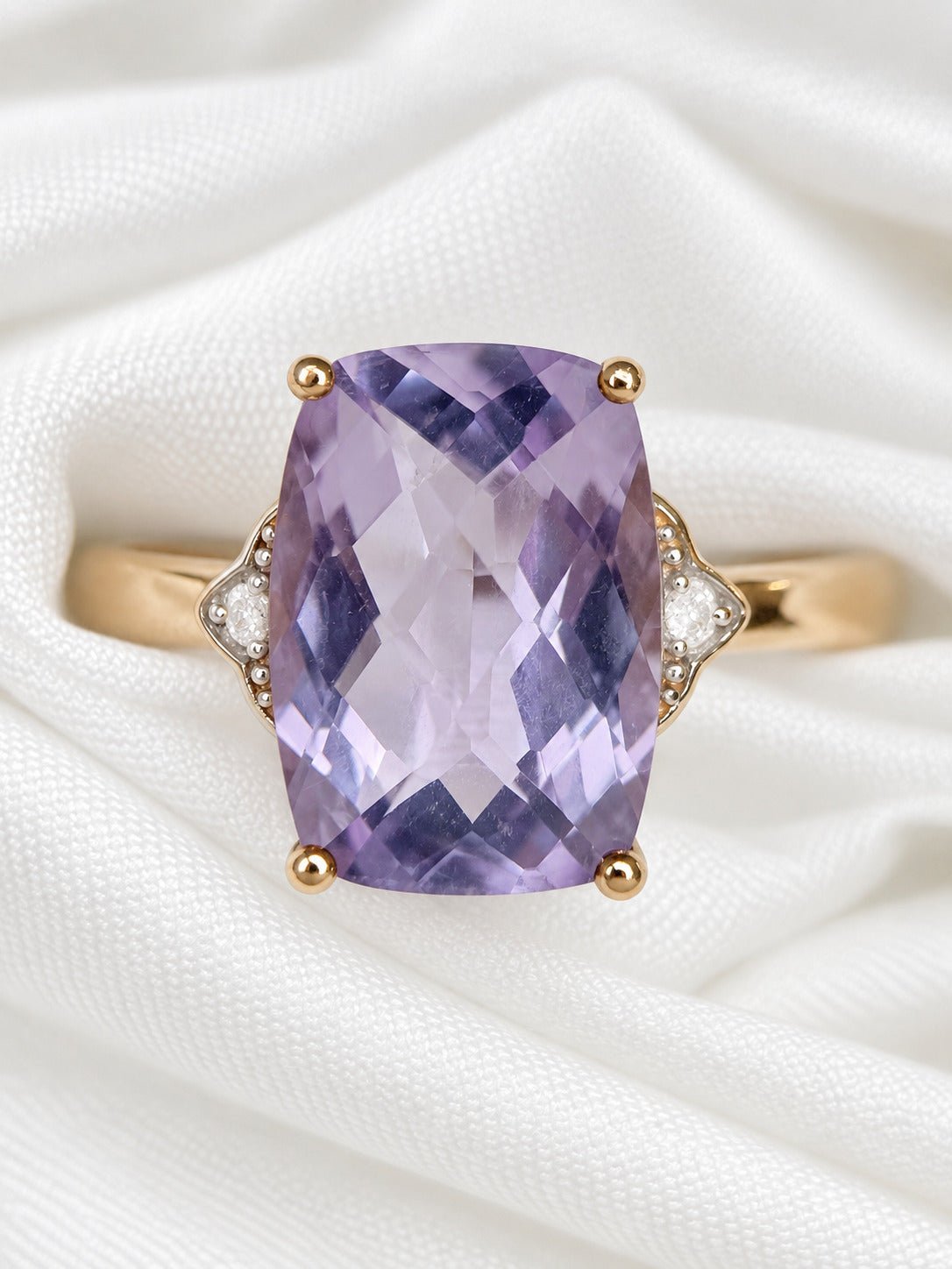 Bague Cocktail Améthyste 5.52 carats &amp; Diamants "Virginie" - Elliade Paris