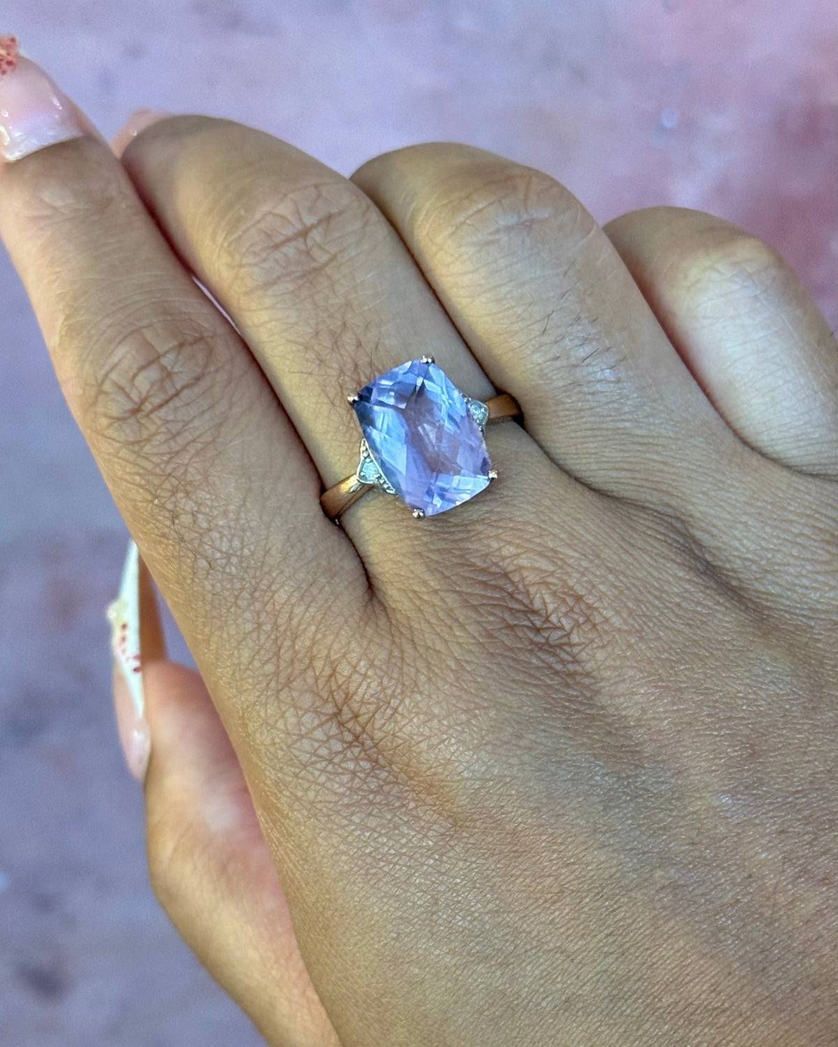 Bague Cocktail Améthyste 5.52 carats &amp; Diamants "Virginie" - Elliade Paris