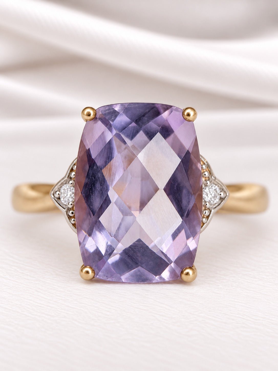 Bague Cocktail Améthyste 5.52 carats &amp; Diamants "Virginie" - Elliade Paris