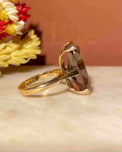 Bague Cocktail Marquise Quartz fumé 6 Carats &quot;Aëlys&quot;