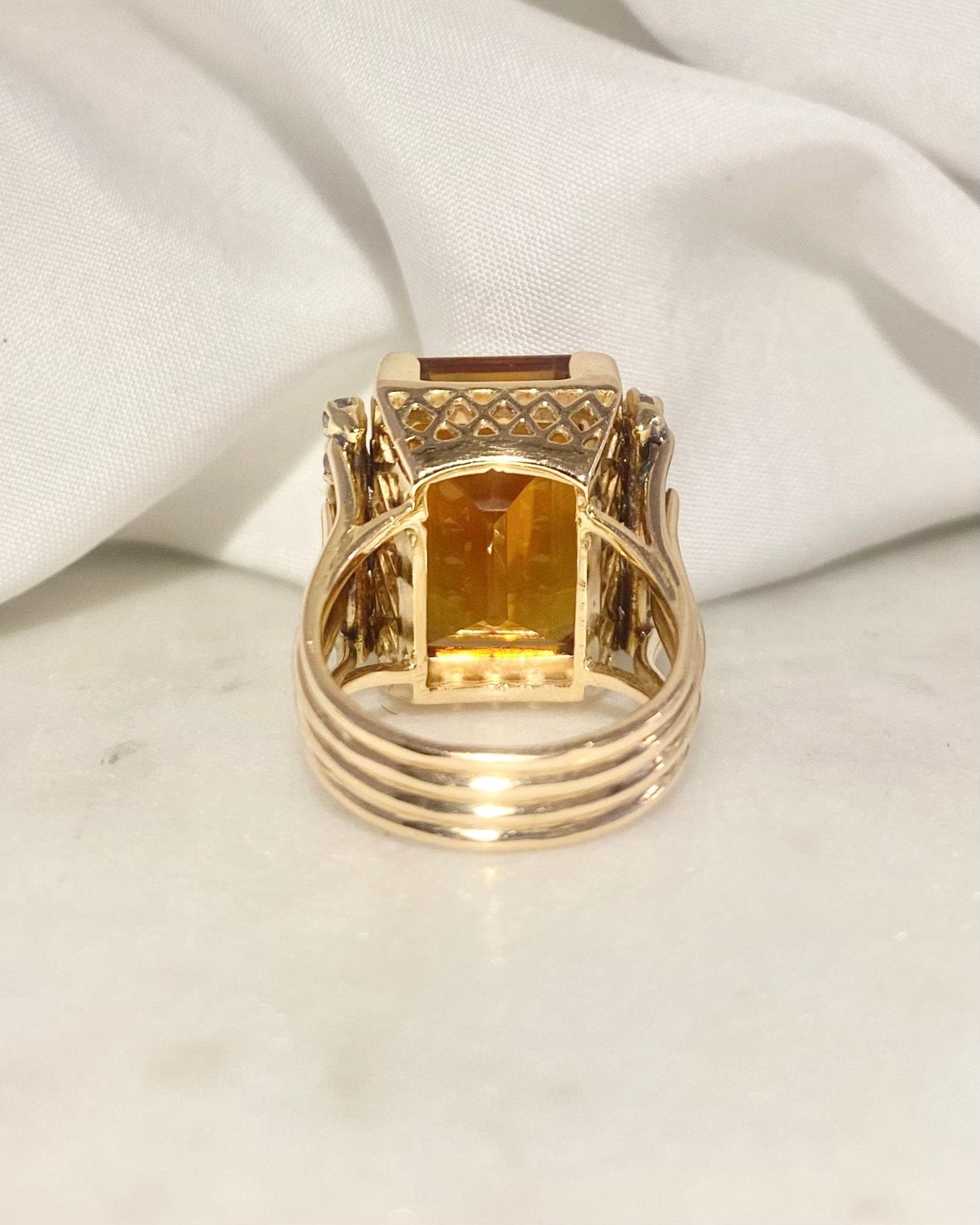 Bague Cocktail Citrine 17 carats &amp; Diamants "Azalée" - Elliade Paris