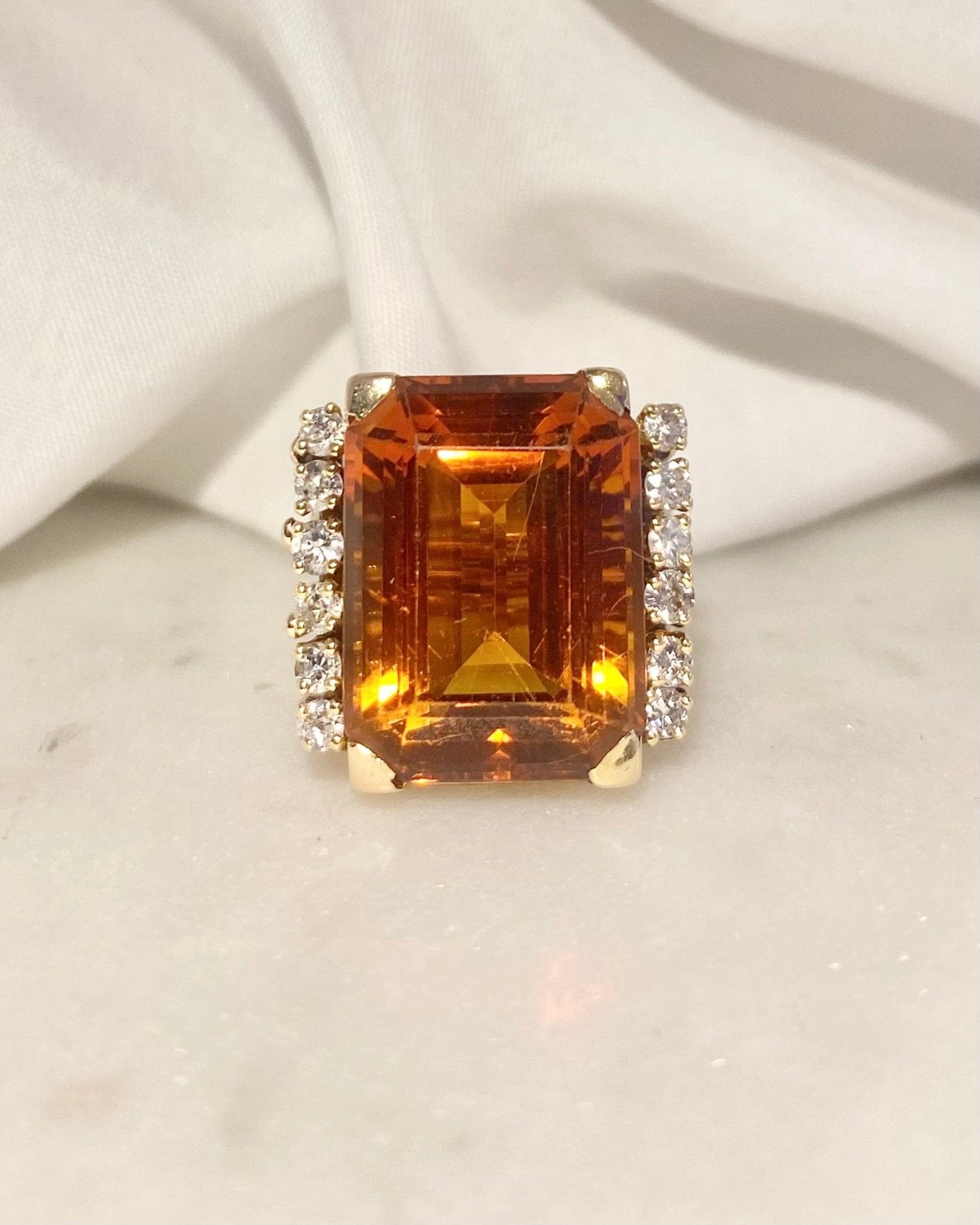 Bague Cocktail Citrine 17 carats &amp; Diamants "Azalée" - Elliade Paris