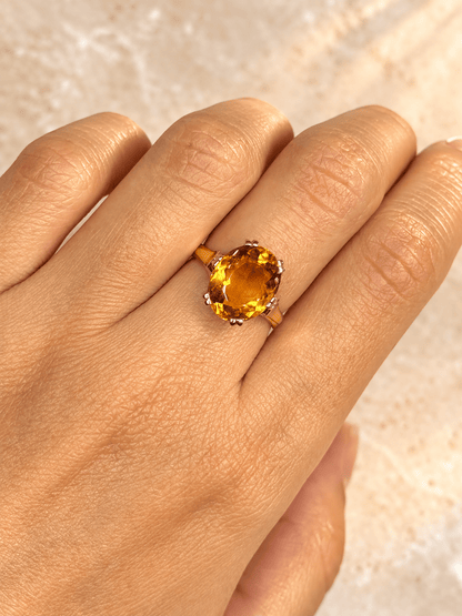 Bague Cocktail Citrine 3.60 carats &amp; or"Cyrielle" - Elliade Paris