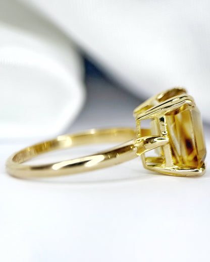 Bague Cocktail Citrine 3.90 carats &amp; Or "Emma" - Elliade Paris