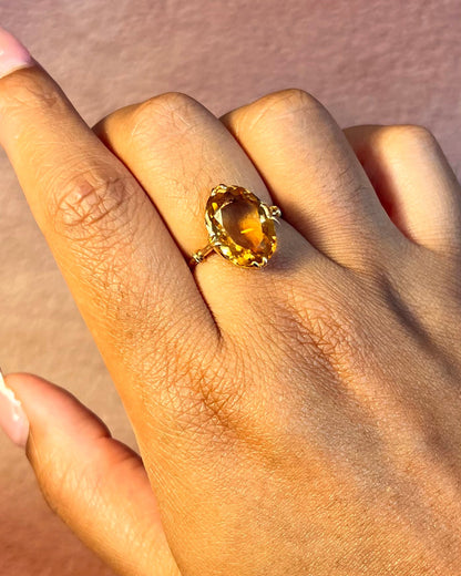 Bague Cocktail Citrine 5.50 carats &amp; Or "Iris" - Elliade Paris