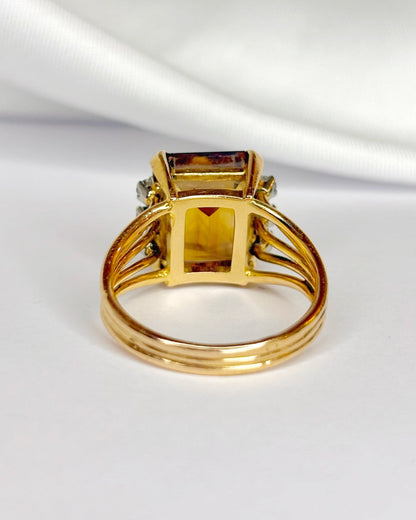 Bague Cocktail Citrine 6.75 carats &amp; Diamants "Théa" - Elliade Paris