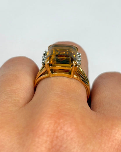 Bague Cocktail Citrine 6.75 carats &amp; Diamants "Théa" - Elliade Paris