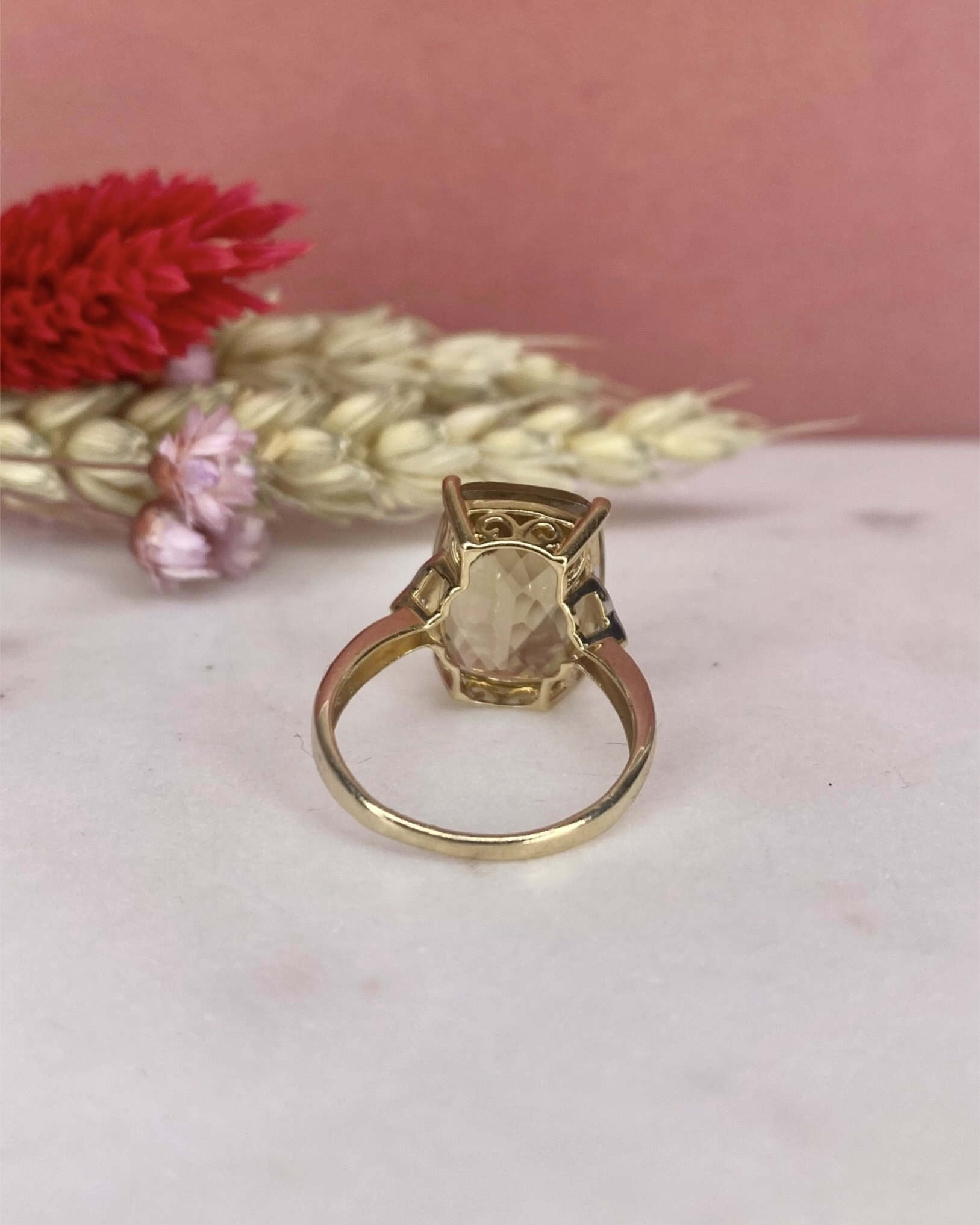 Bague Cocktail Citrine 8 Carats &amp; Diamants "Sierra" - Elliade Paris