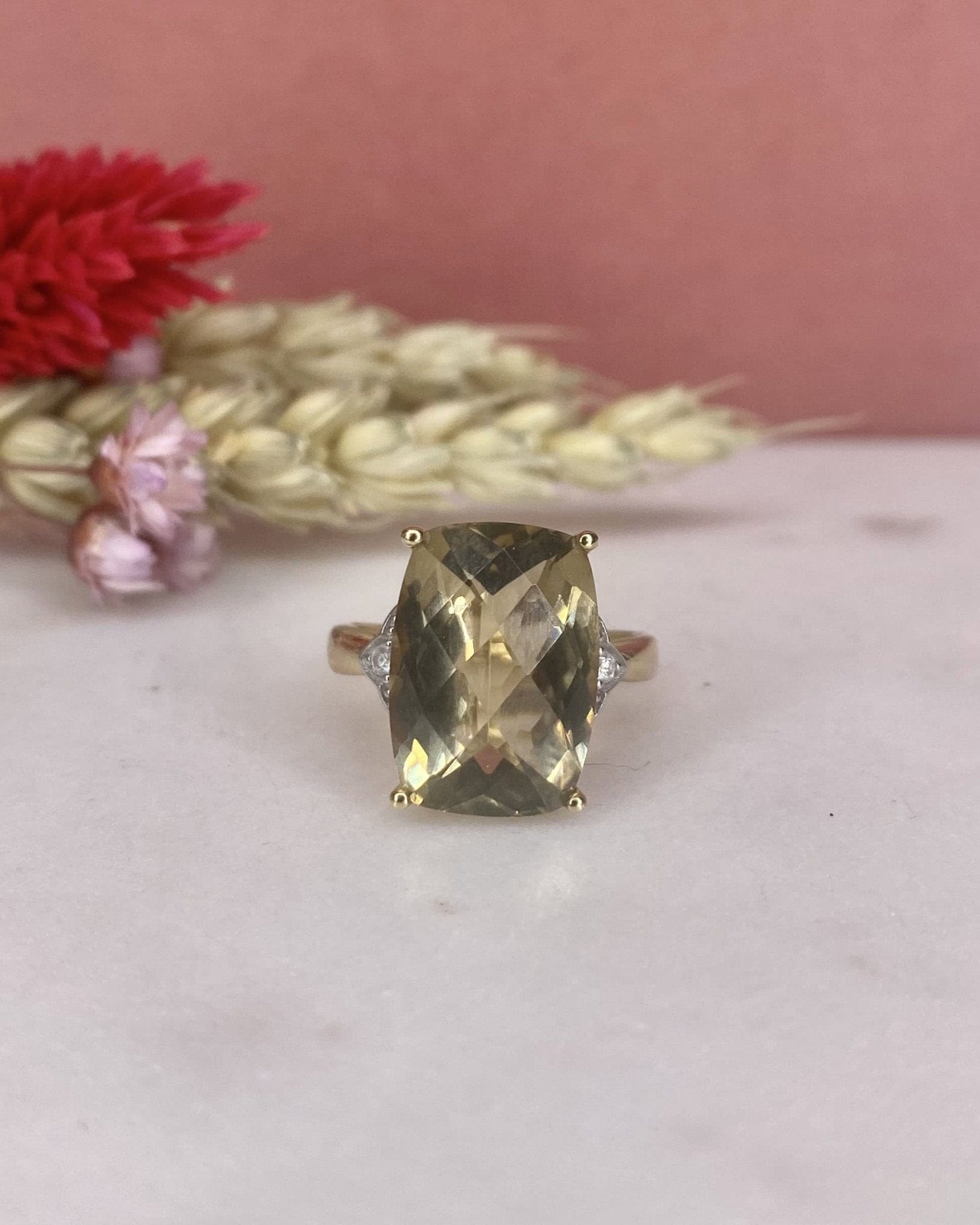 Bague Cocktail Citrine 8 Carats &amp; Diamants "Sierra" - Elliade Paris