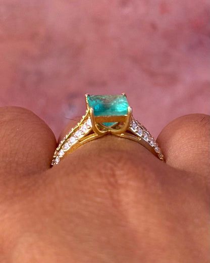 Bague Cocktail Émeraude 2.37 carats &amp; Diamants 0.32 carat 4.59g "Samia" - Elliade Paris