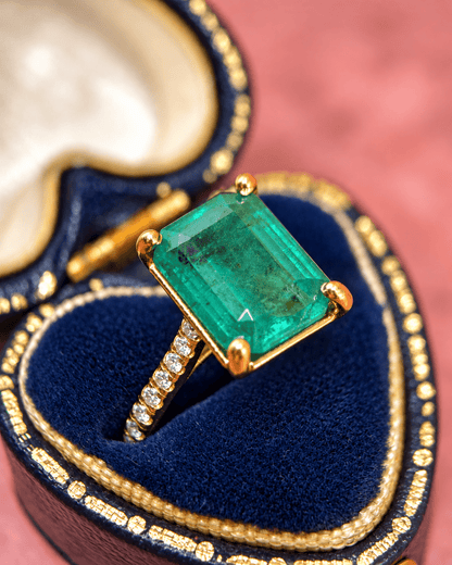 Bague Cocktail Émeraude 3.60 carats &amp; Diamants 0.36 carat 4,45g "Blandine" - Elliade Paris