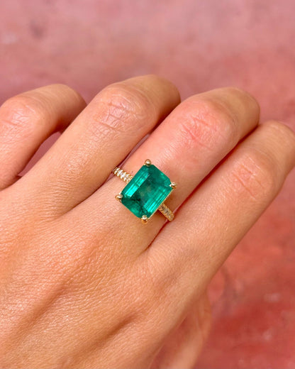 Bague Cocktail Émeraude 3.60 carats &amp; Diamants 0.36 carat 4,45g "Blandine" - Elliade Paris