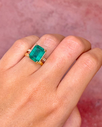Bague Cocktail Émeraude 3.60 carats &amp; Diamants 0.36 carat 4,45g "Blandine" - Elliade Paris