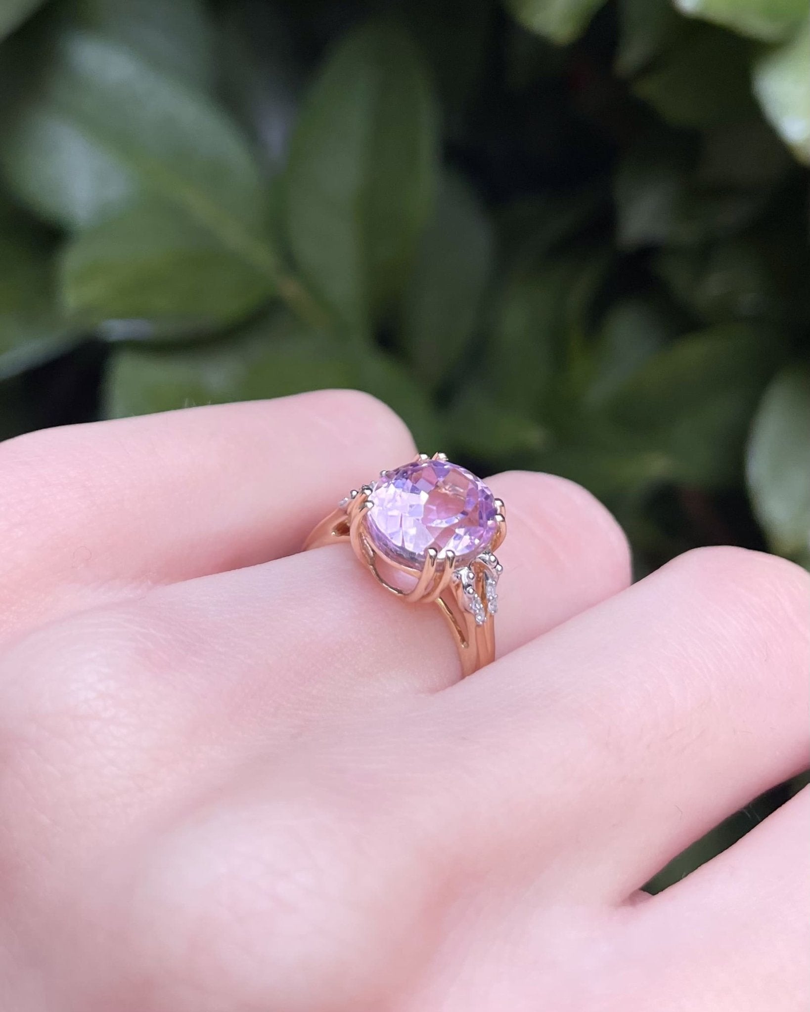 Bague Cocktail Kunzite 5.30 Carats &amp; 4 Diamants "Joshuanna" - Elliade Paris