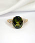 Bague Cocktail Moldavite 4.15 carats & Diamants "Aurore" - Elliade Paris