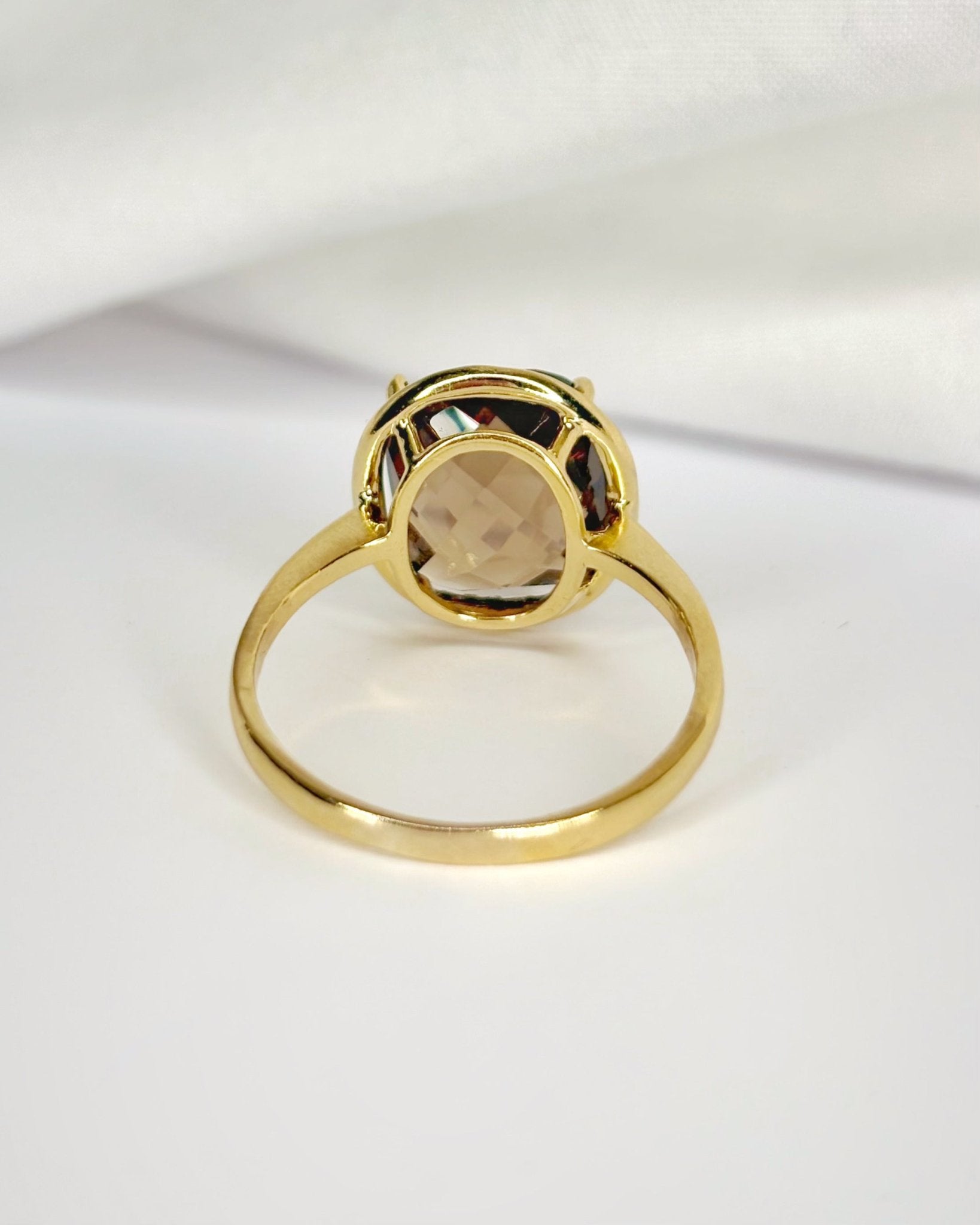 Bague Cocktail Quartz Fumé 5.17 carats &amp; Diamants 0.32 carat "Barbara" - Elliade Paris