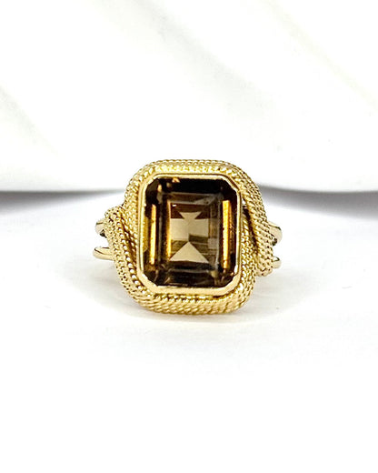 Bague Cocktail Quartz Fumé 5.50 carats &amp; Or 9.07g "Leanna" - Elliade Paris