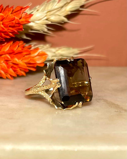Bague Cocktail Quartz fumé 7 carats &quot;Moana&quot; - Elliade Paris