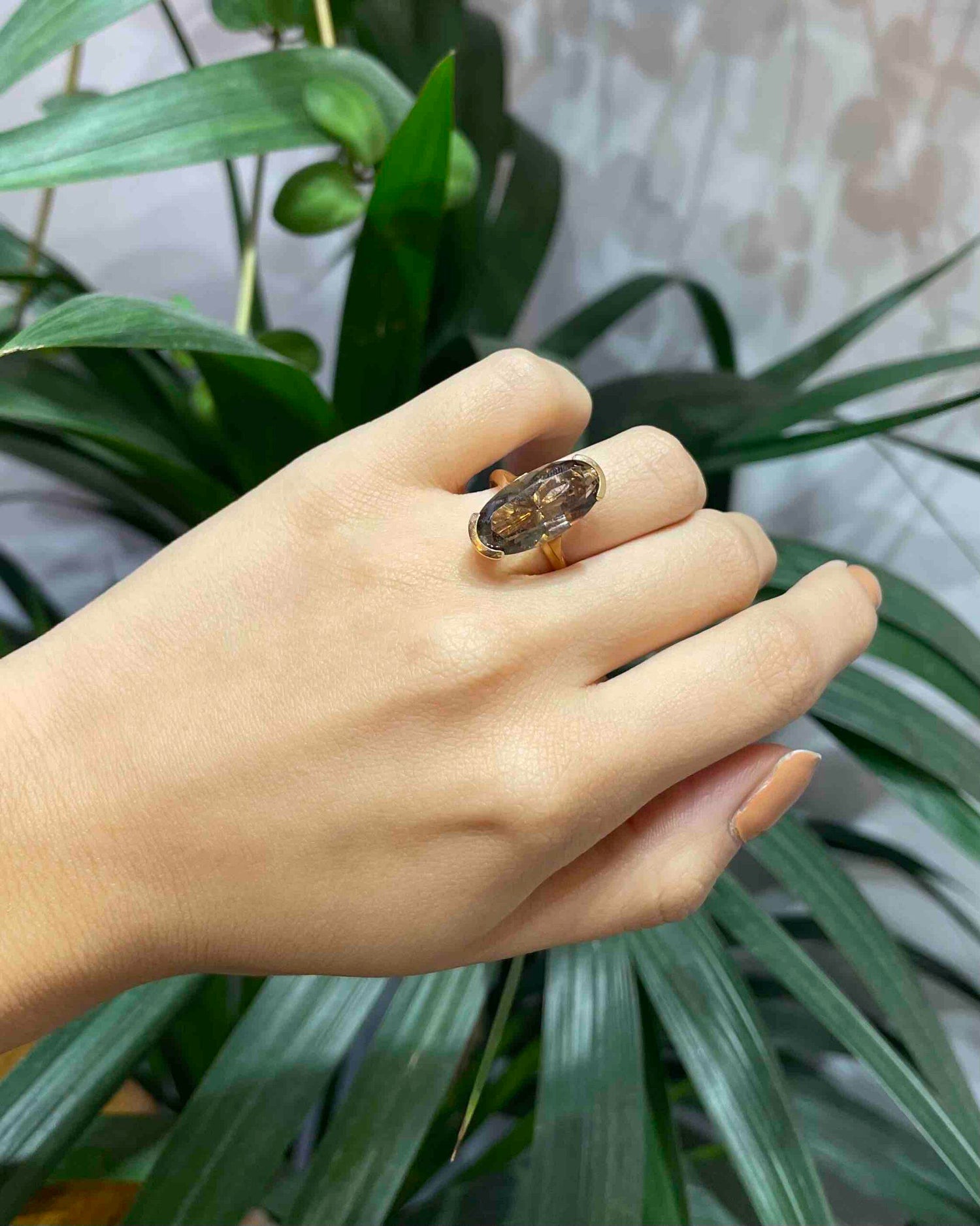 Bague Cocktail Marquise Quartz fumé 6 Carats &quot;Aëlys&quot;