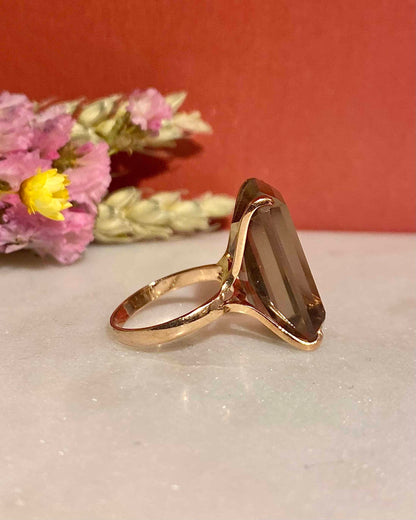 Bague Cocktail Quartz fumé 18.40 Carats &quot;Primrose&quot;