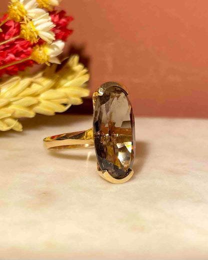 Bague Cocktail Marquise Quartz fumé 6 Carats &quot;Aëlys&quot;