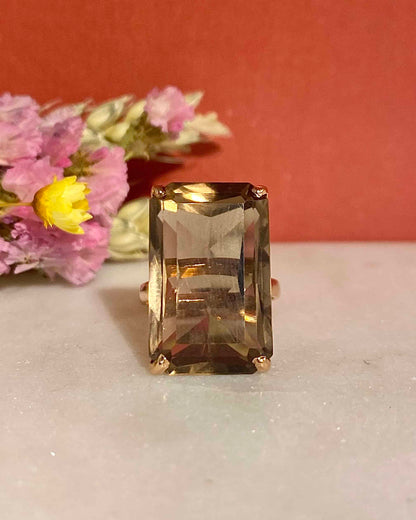 Bague Cocktail Quartz fumé 18.40 Carats &quot;Primrose&quot;