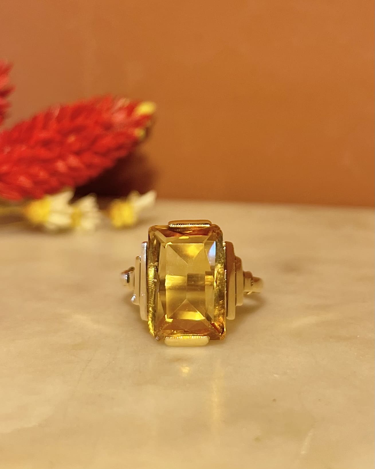 Bague Cocktail style Art - Déco Citrine 2.70 carats "Alana" - Elliade Paris