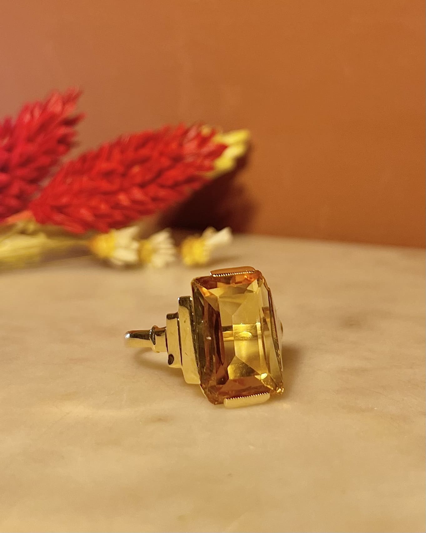 Bague Cocktail style Art - Déco Citrine 2.70 carats "Alana" - Elliade Paris