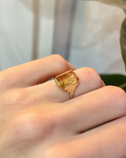 Bague Cocktail style Art - Déco Citrine 2.70 carats &quot;Alana&quot; - Elliade Paris